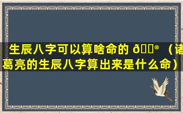 生辰八字可以算啥命的 💮 （诸葛亮的生辰八字算出来是什么命）